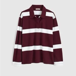Madewell Women Rugby Polo Shirt Burgundy